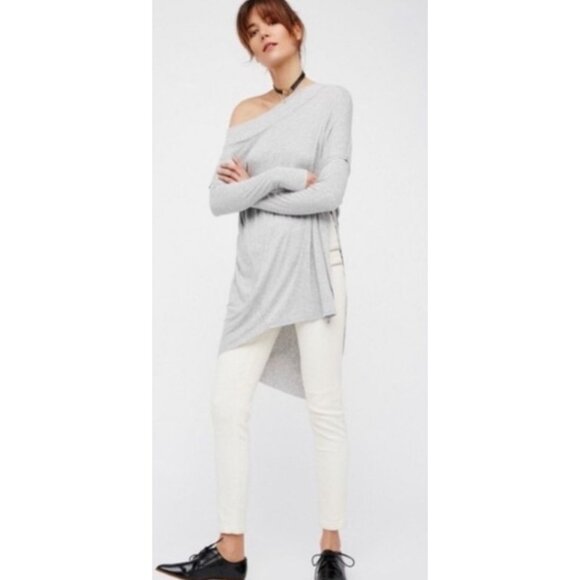 Free People Grapevine Heather Grey Asymmetrical Tunic - Picture 2 of 7
